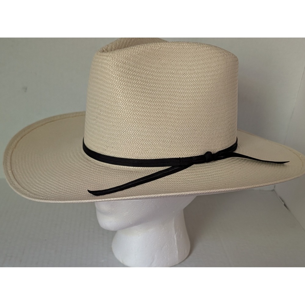 Charlie 1 Horse Western Cowboy Hat Straw Natural Black Band Size 6 3/4 USA